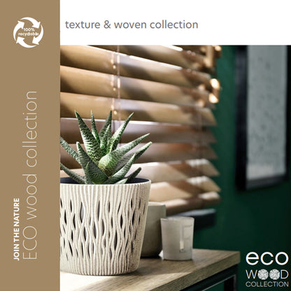 Macetero Color Ocre,sin Depósito , Colección Splofy Eco Wood De 18,7cm X 18,7cm X 15,8cm Cm, Capacidad De 3 L._1