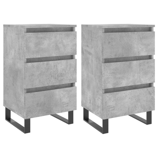 Mesitas Noche 2 Uds Madera Ingeniería Gris Hormigón 40x35x69 Cm_0