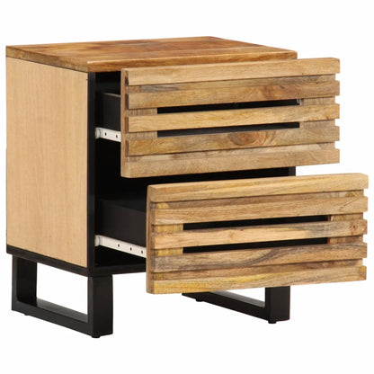 Mesitas De Noche 2 Uds Madera Maciza Mango Rugosa 40x34x46 Cm_2