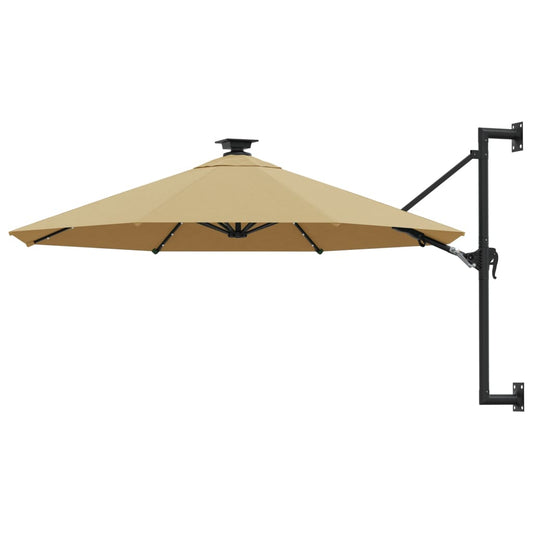 Vidaxl Sombrilla De Jardín De Pared Con Luces Led Taupe 300 Cm_0