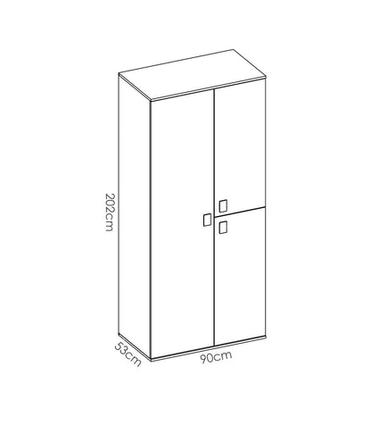 Armario Ropero 3 Puertas Abatibles Acabado Blanco, 202 Cm(alto)90 Cm(ancho)53 Cm(largo)_2