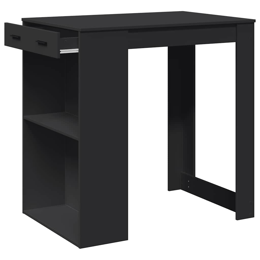 Mesa Alta De Bar Madera Ingeniería Negra 102x70x103,5 Cm_2