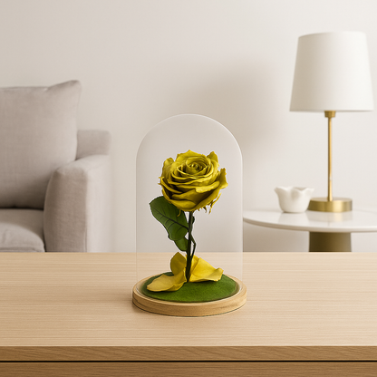 Mundo Eterno Rosa En Cúpula Oro 12x20cm