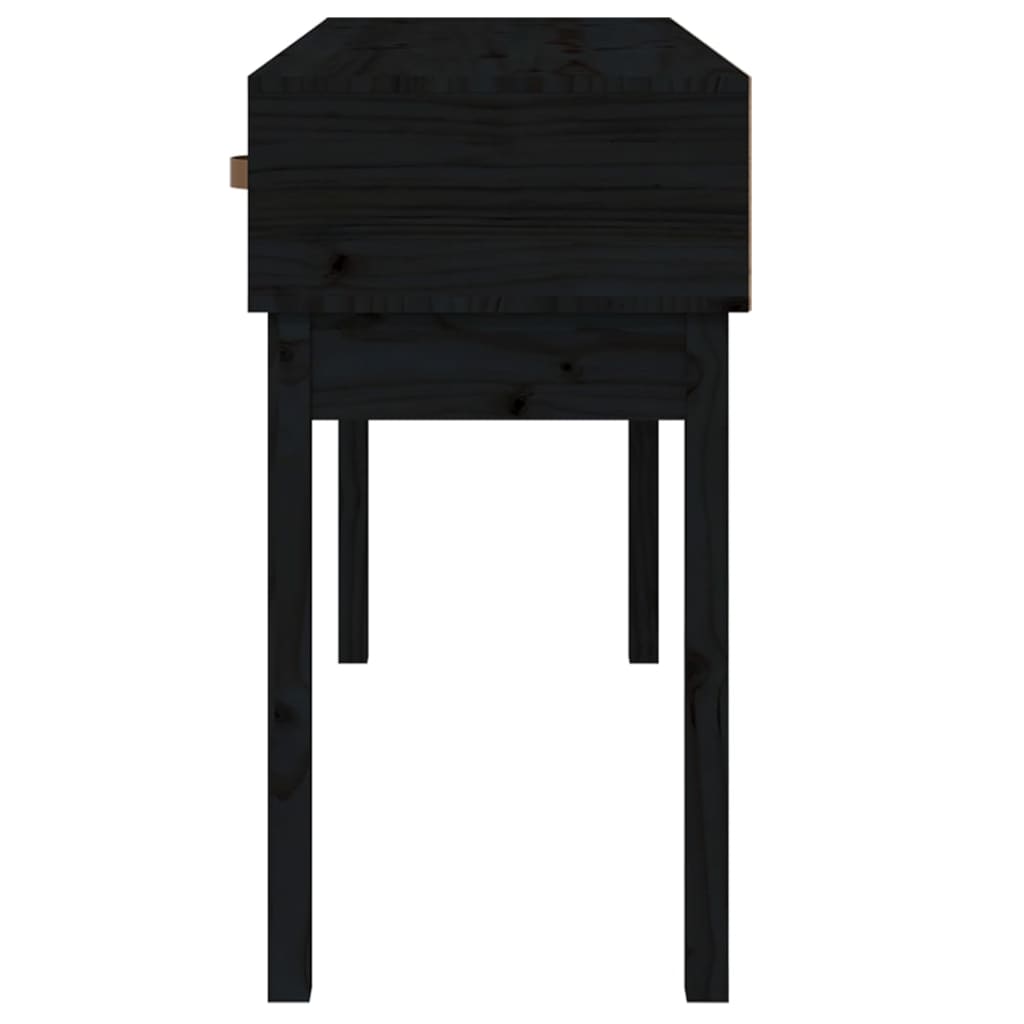 Mesa Consola Madera Maciza De Pino Negro 114x40x75 Cm_3