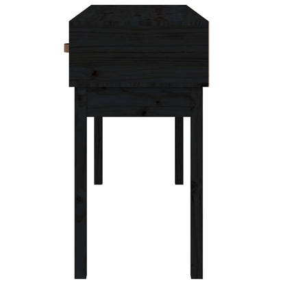 Mesa Consola Madera Maciza De Pino Negro 114x40x75 Cm_3