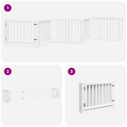Vidaxl Puerta De Perros Plegable 6 Paneles Madera Álamo Blanca 480 Cm_3
