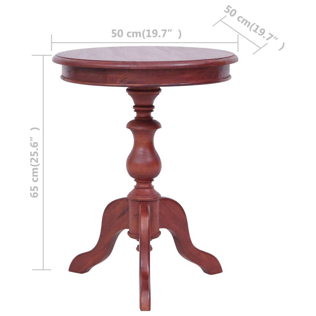 Mesa Auxiliar De Madera Maciza De Caoba Marrón 50x50x65 Cm_3