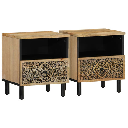 Mesitas De Noche 2 Uds Madera Maciza De Mango 40x33x46 Cm_0