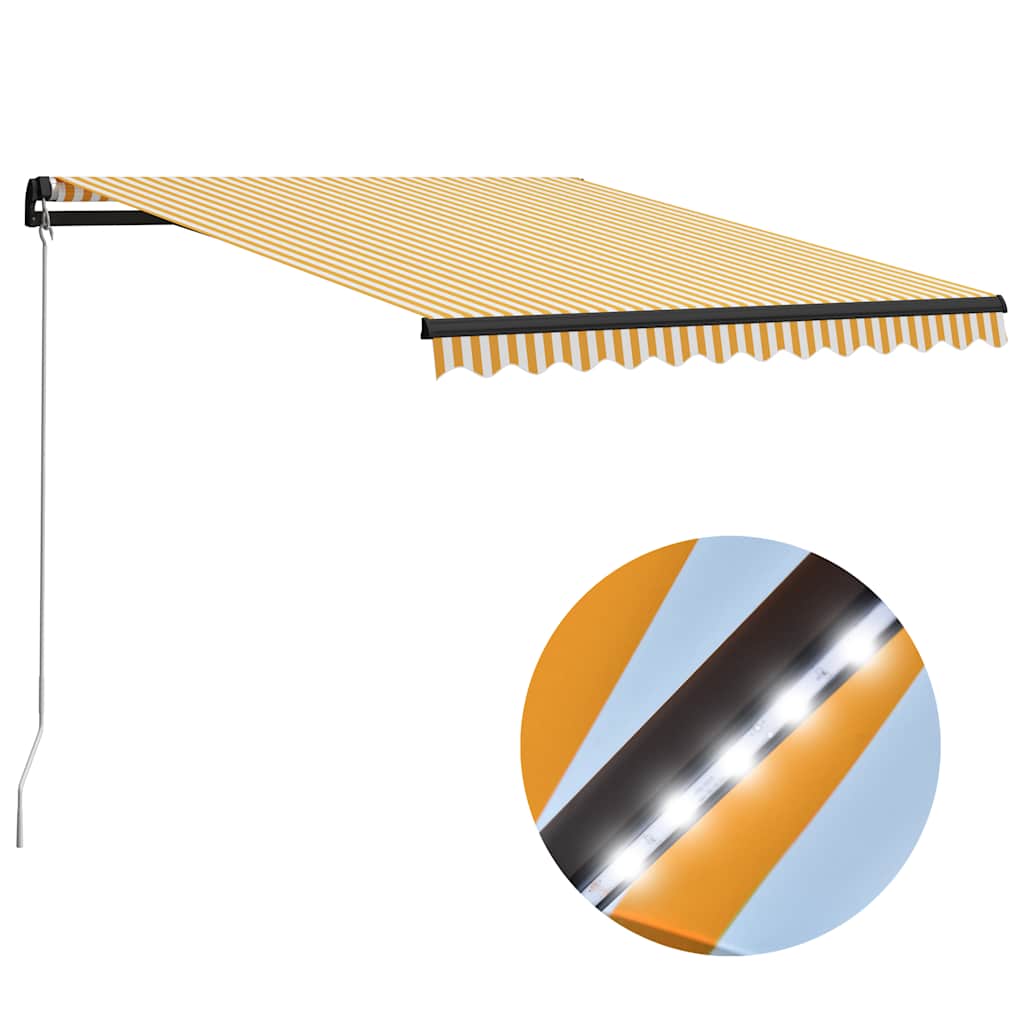 Toldo Manual Retráctil Con Led Amarillo Y Blanco 300x250 Cm_1