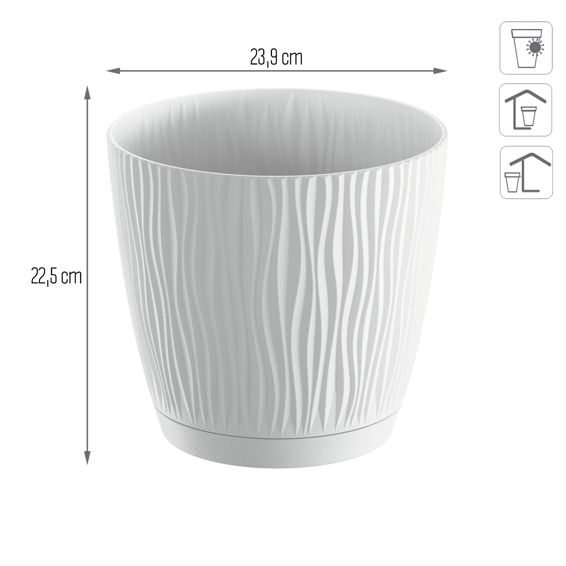 Maceta Sandy P, Dimensiones (mm) 239x239x225, Color Blanco_2