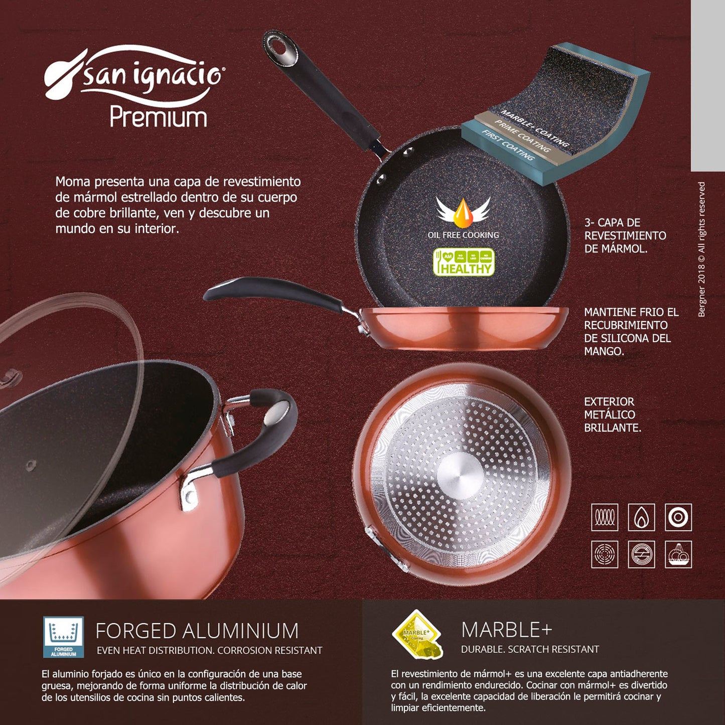 Bateria De Cocina 8 Piezas San Ignacio En Acero Inoxidable Con Juego De Sartenes Premium (20,24 Y 28 Cm) En Aluminio Forjado_2
