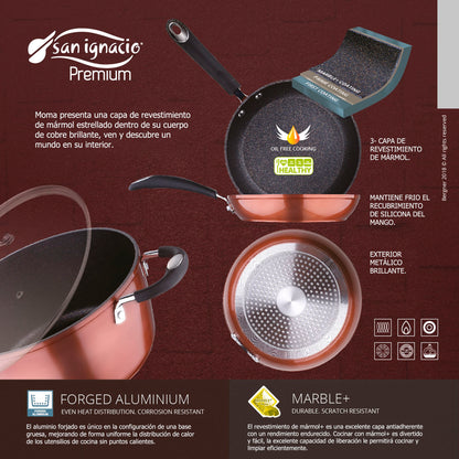 Bateria De Cocina 8 Piezas San Ignacio En Acero Inoxidable Con Juego De Sartenes Premium (20,24 Y 28 Cm) En Aluminio Forjado_2