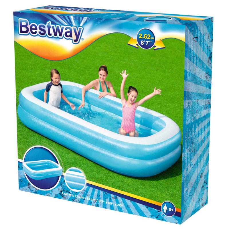 Bestway Piscina Familiar Inflable Rectangular Azul Blanco 262x175x51cm_5
