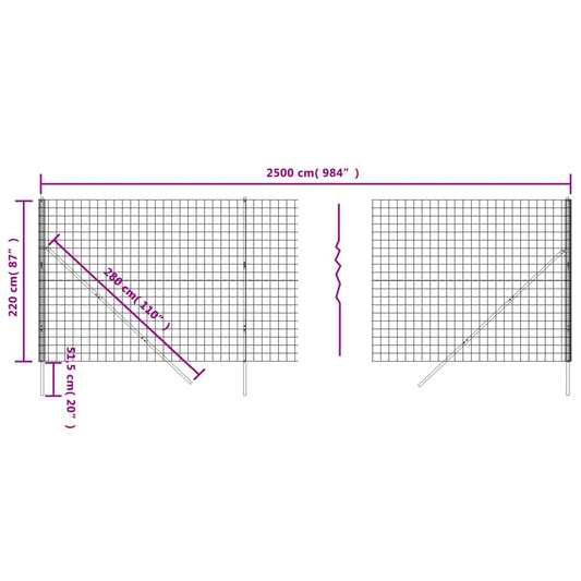 Cerca De Alambre De Acero Galvanizado Gris Antracita 2,2x25 M / Vetonek_0
