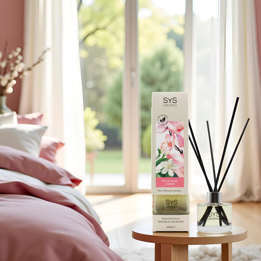 Ambientador Mikado Flor de Cerezo y Jazmín Botanical SYS Aromas 100 ml | Floral y Dulce | Sin Alcohol_0