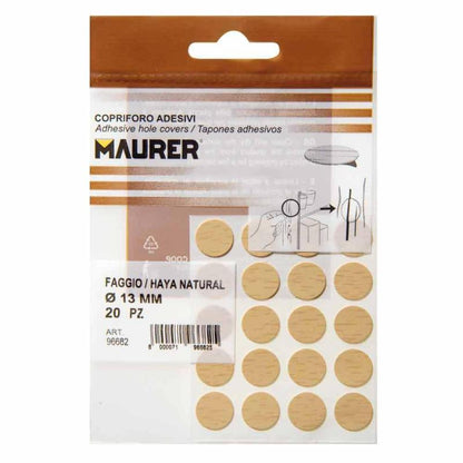 Tapatornillos Adhesivos Haya Natural (blister 20 Unidades)