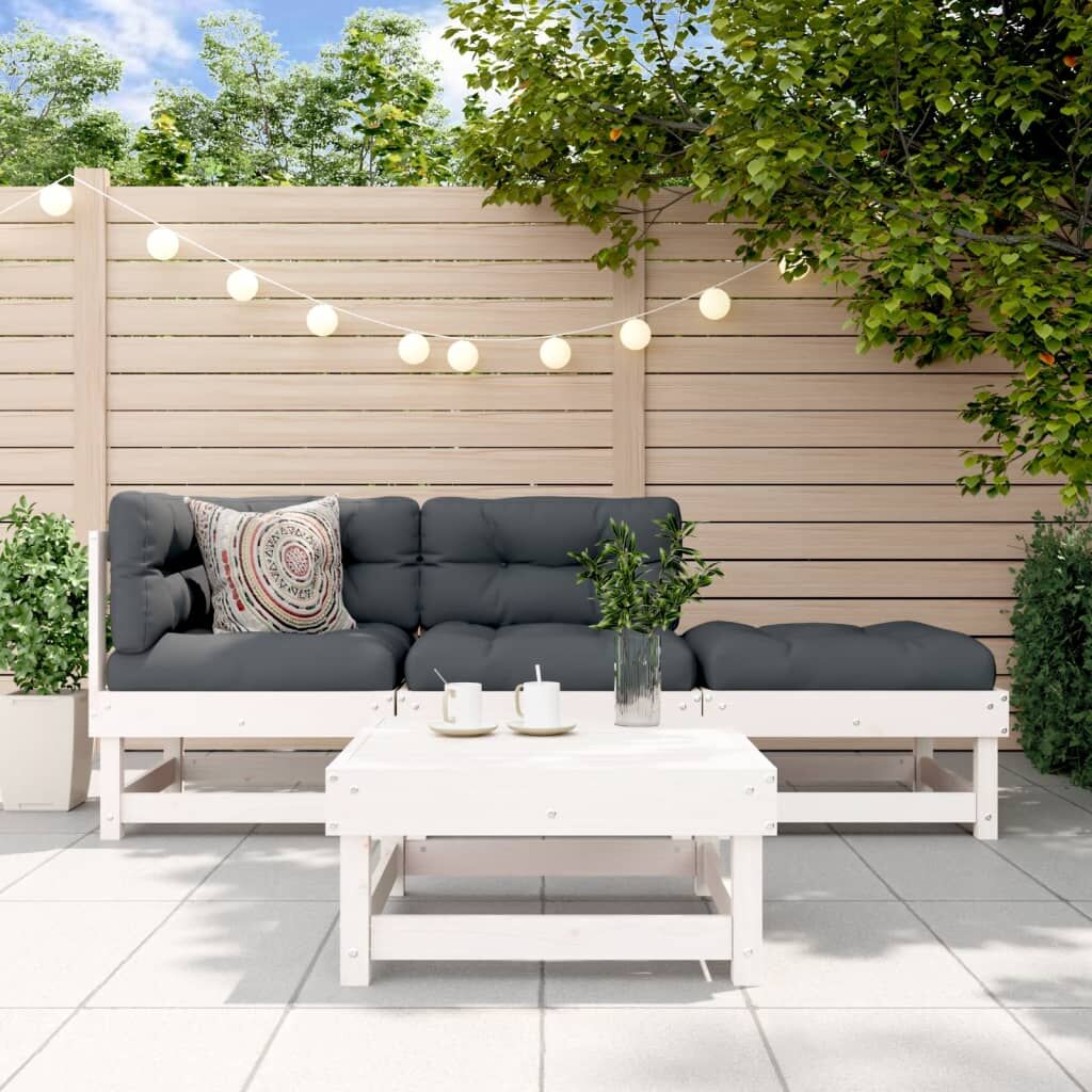 Vidaxl Juego De Muebles De Jardín 4 Pzas Madera Maciza De Pino Blanco_1