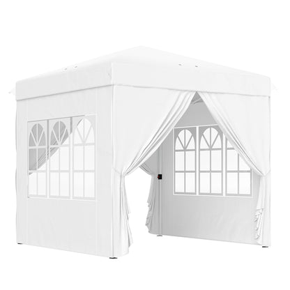 Outsunny Carpa Plegable Pop-up 2,5x2,5 M Con 4 Paredes Laterales Anti-uv Blanco_0