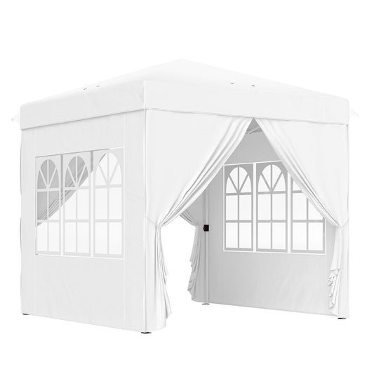 Outsunny Carpa Plegable Pop-up 2,5x2,5 M Con 4 Paredes Laterales Anti-uv Blanco_0