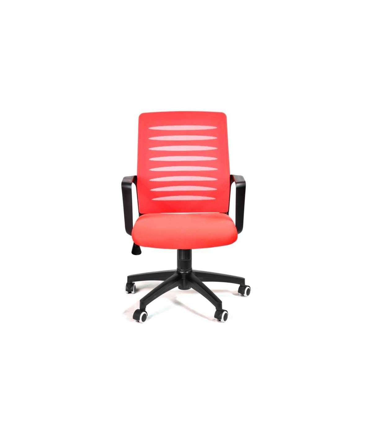 Silla Despacho De Diseño Moderno Giratoria Elevable Acabado Rojo, 58cm(ancho) 89/99cm(altura) 64cm(fondo)_0