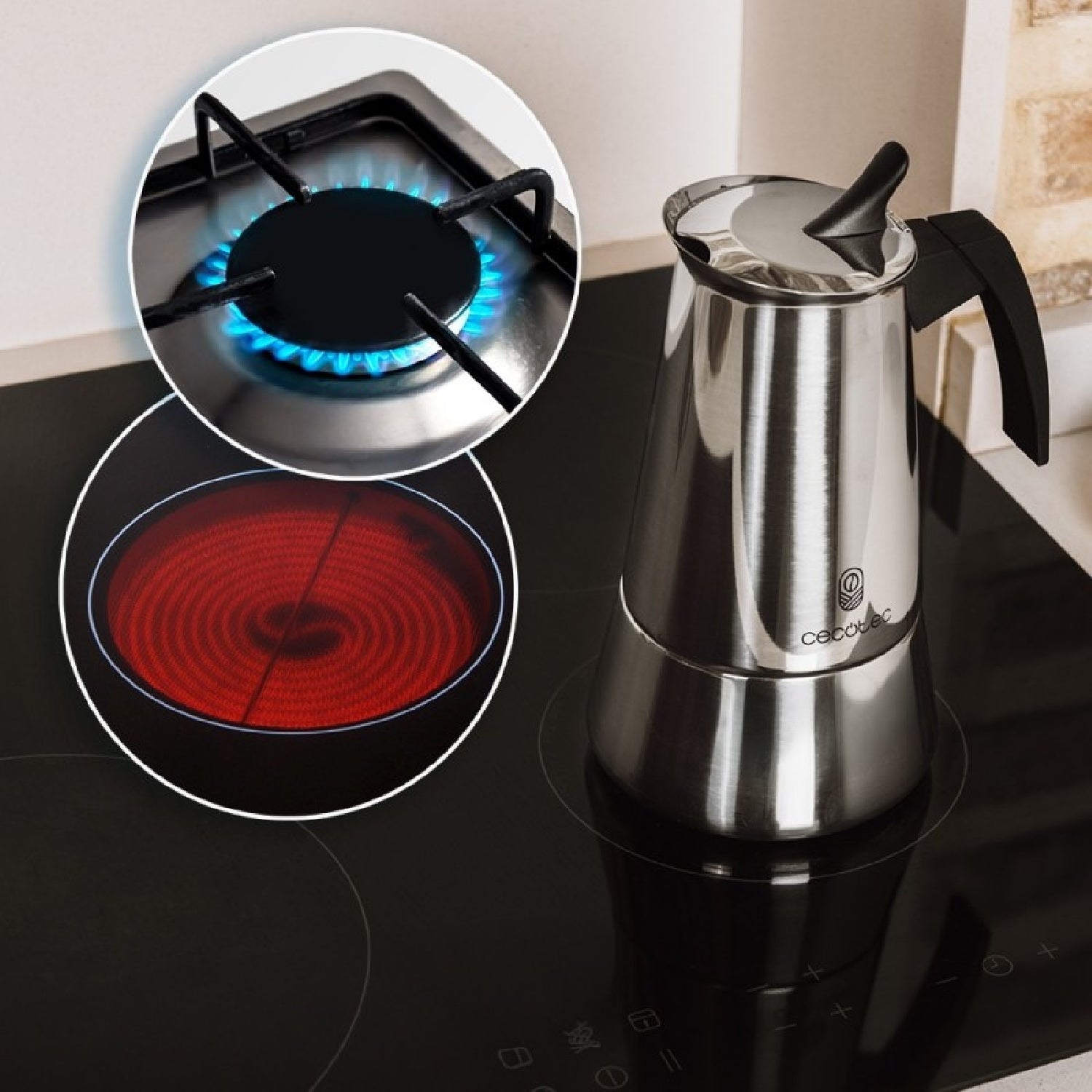 Cecotec Cafetera Italiana Piccolina 400 Red. 200ml, 4 Tazas De Café, Acero Inoxidable, Apta Todas Superficies, Filtro Pr_3