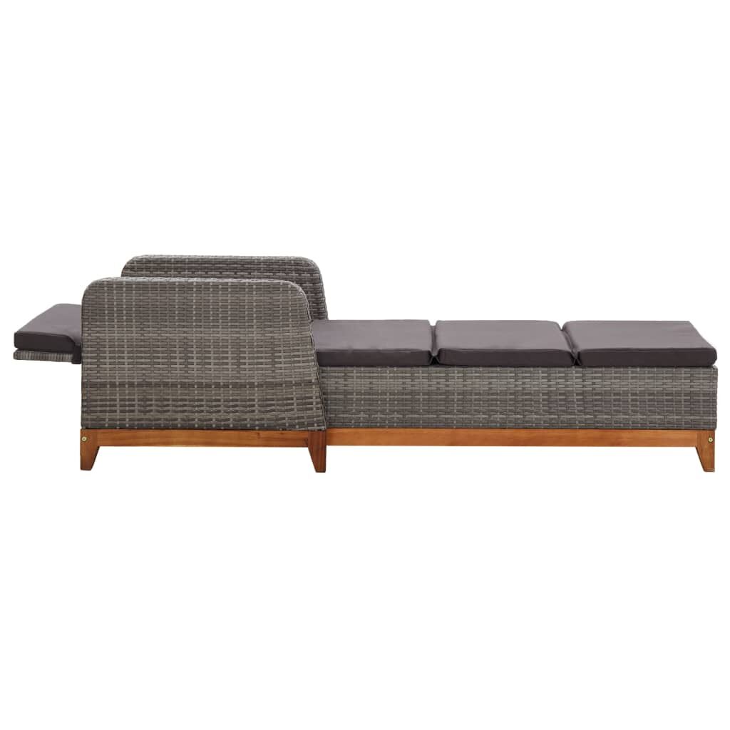 Vidaxl Tumbona De Ratán Sintético Y Madera Maciza De Acacia Gris_4