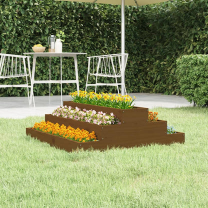 Jardinera De Madera Maciza De Pino Marrón Miel 80x80x27 Cm_1