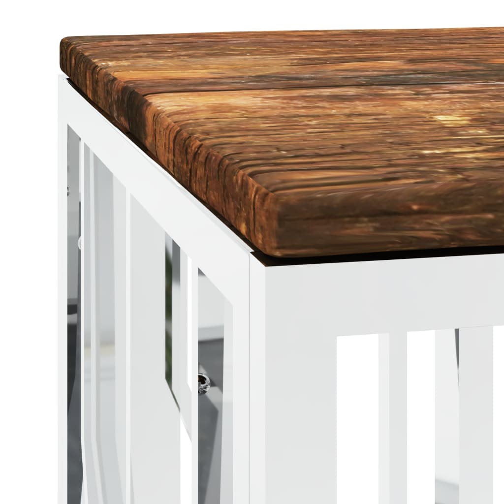 Mesa De Centro Acero Inoxidable Y Madera Maciza Reciclada._3