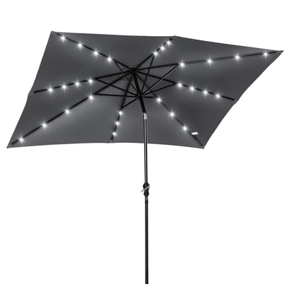Outsunny Sombrilla De Jardín 268x205x248 Cm Con Techo Inclinable Luces Led Gris_0
