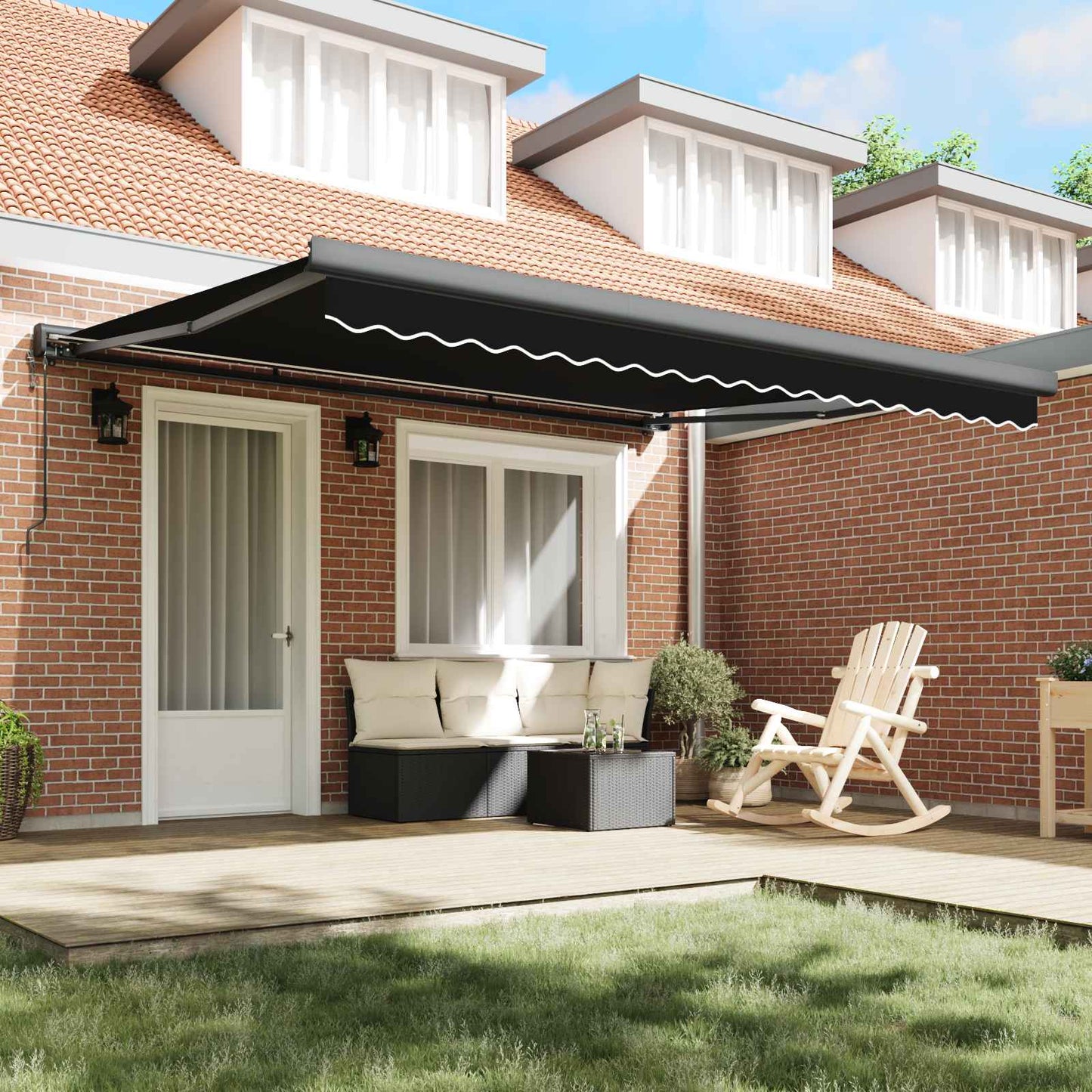 Toldo Retráctil Negro 400 X 300 Cm Tela Y Metal_2