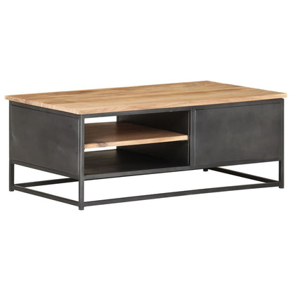 Mesa De Centro De Madera Maciza De Acacia 90x50x35 Cm_2