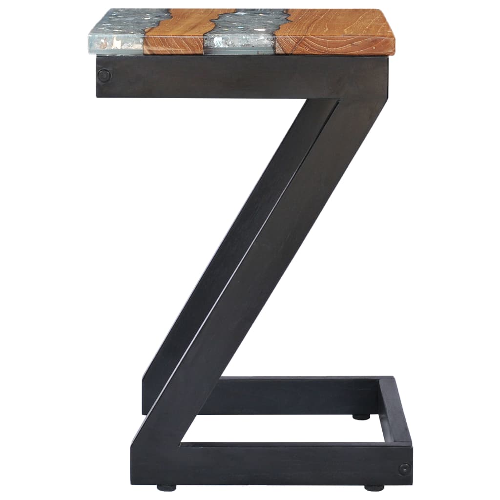 Mesa De Centro Madera Maciza De Teca Y Poliresina 30x30x50 Cm_2