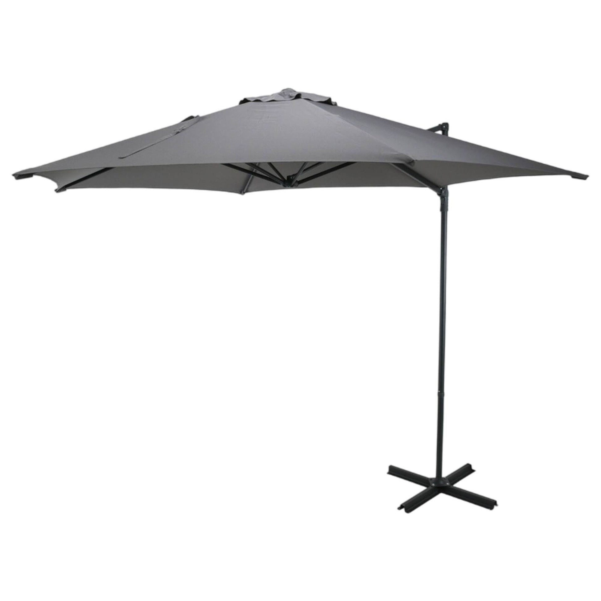 Well Home - Sombrilla Colgante Push Up Ø270cm Gris Claro Con Base De Acero Cruzado