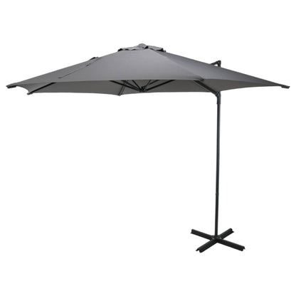 Well Home - Sombrilla Colgante Push Up Ø270cm Gris Claro Con Base De Acero Cruzado