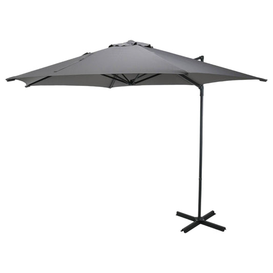 Well Home - Sombrilla Colgante Push Up Ø270cm Gris Claro Con Base De Acero Cruzado