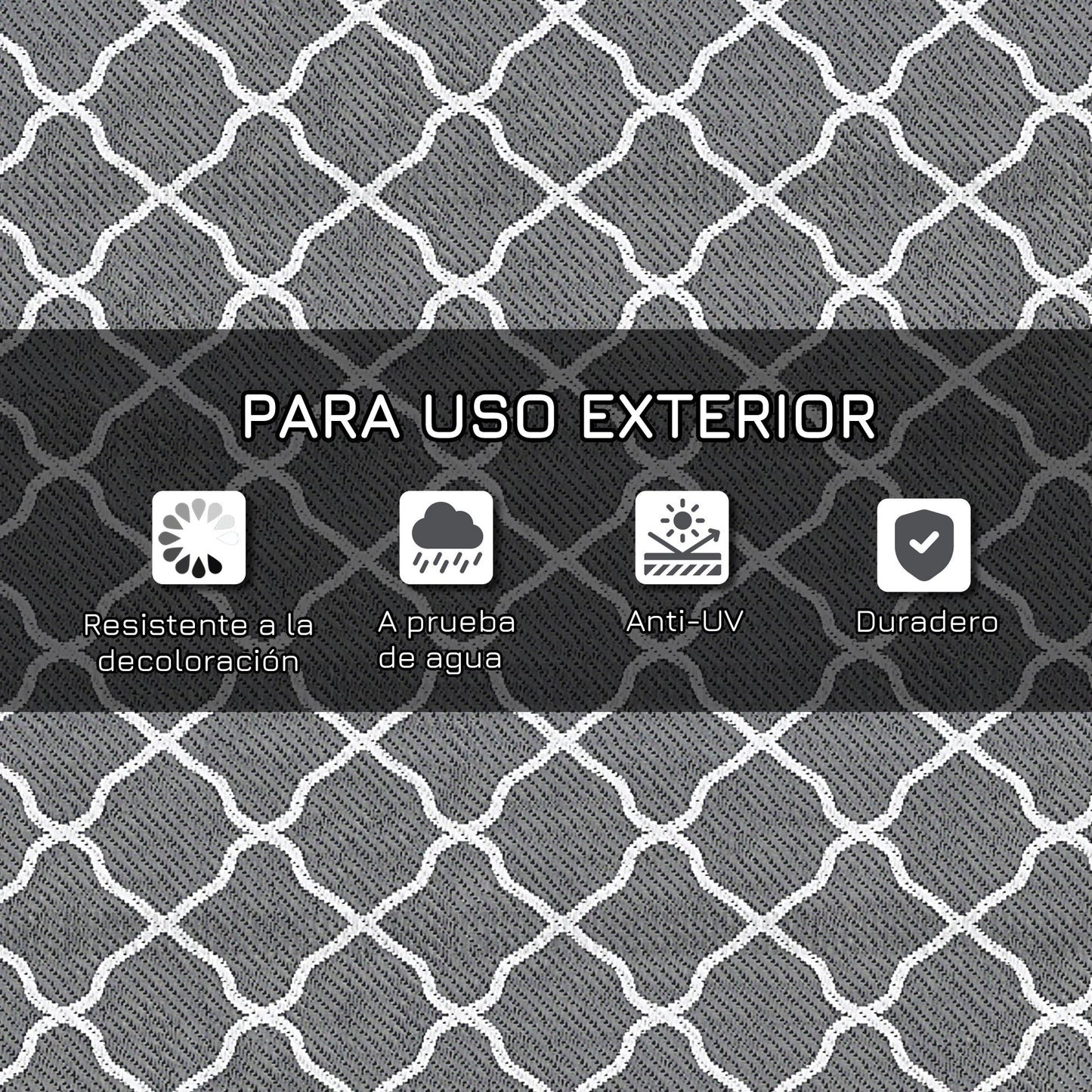 Outsunny Alfombra Exterior 182x274 Cm Reversible De Plástico Impermeable Gris_5