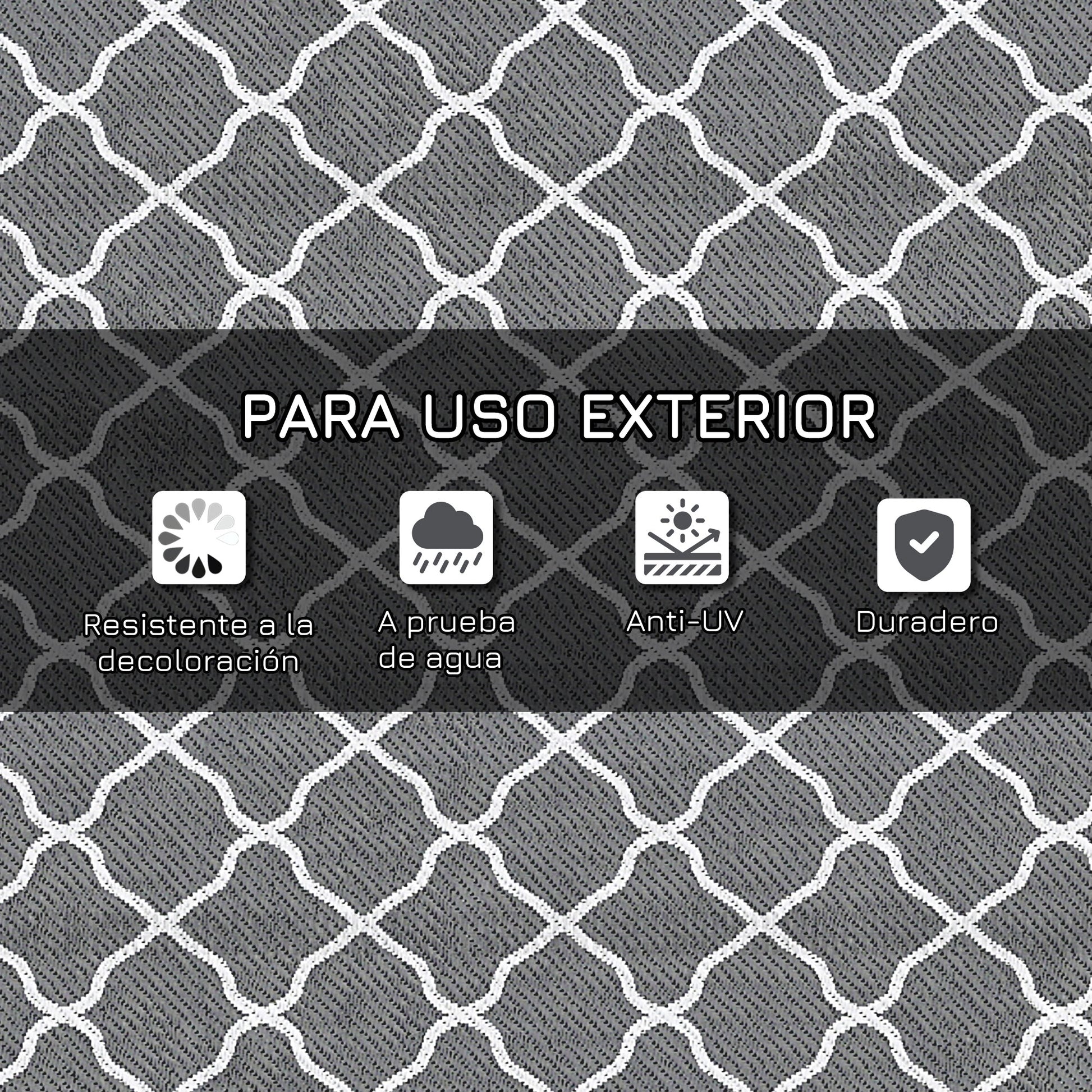 Outsunny Alfombra Exterior 182x274 Cm Reversible De Plástico Impermeable Gris_5