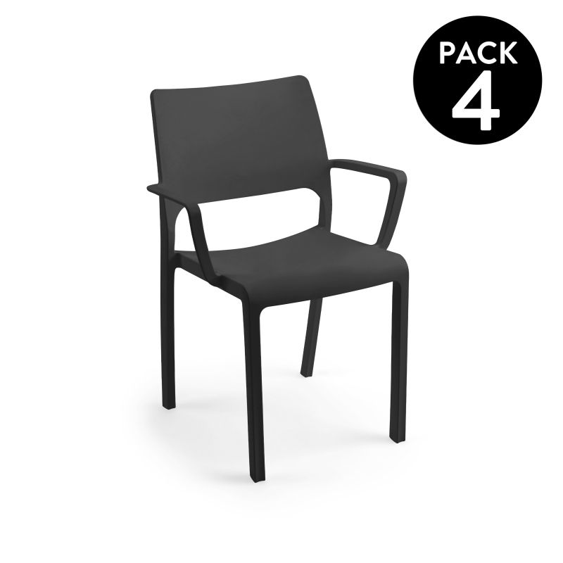 Pack 4 Sillas De Exterior Ocean Apilables, Polipropileno, Antracita, 53 X 82 X 58_0