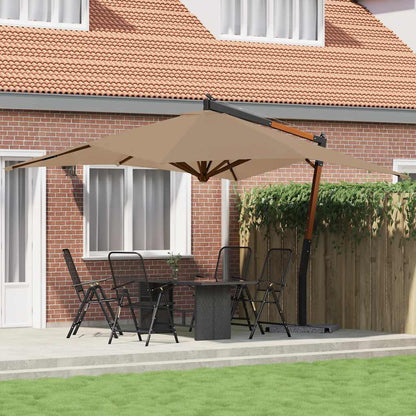 Vidaxl Sombrilla Jardín Voladiza Con Palo De Madera Taupe 400x300 Cm_1
