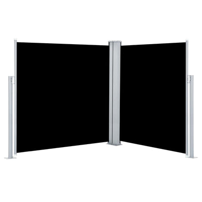 Toldo Lateral Doble Y Retráctil De Jardín Negro 170x600 Cm_2