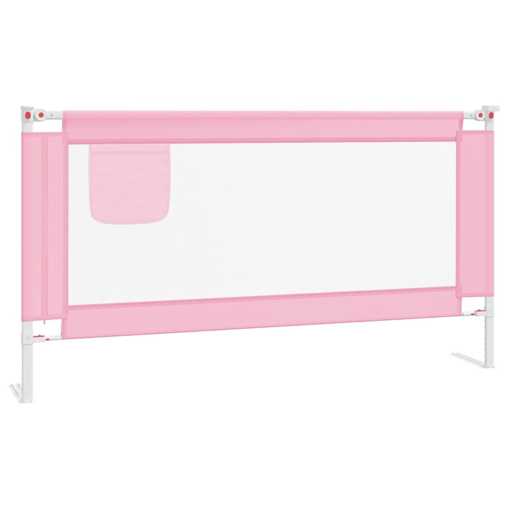 Vidaxl Barandilla De Seguridad Cama De Niño Rosa Tela 160x25 Cm_0