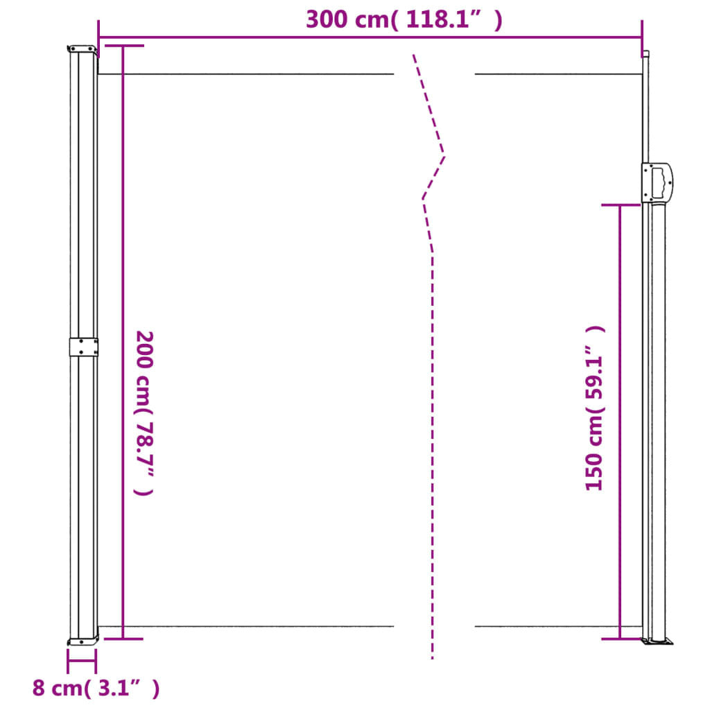 Vidaxl Toldo Lateral Retráctil Rojo 200x300 Cm_2
