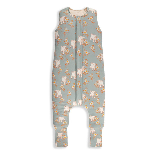 Saco De Dormir Con Pies Reversible T-m Jersey Algodón Sky Blue-cream