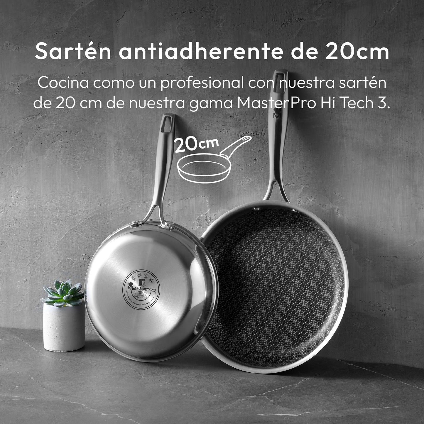 Juego De Sartén Ø24x4,7cm + Wok Ø28x8cm En Acero Inoxidable Masterpro_1