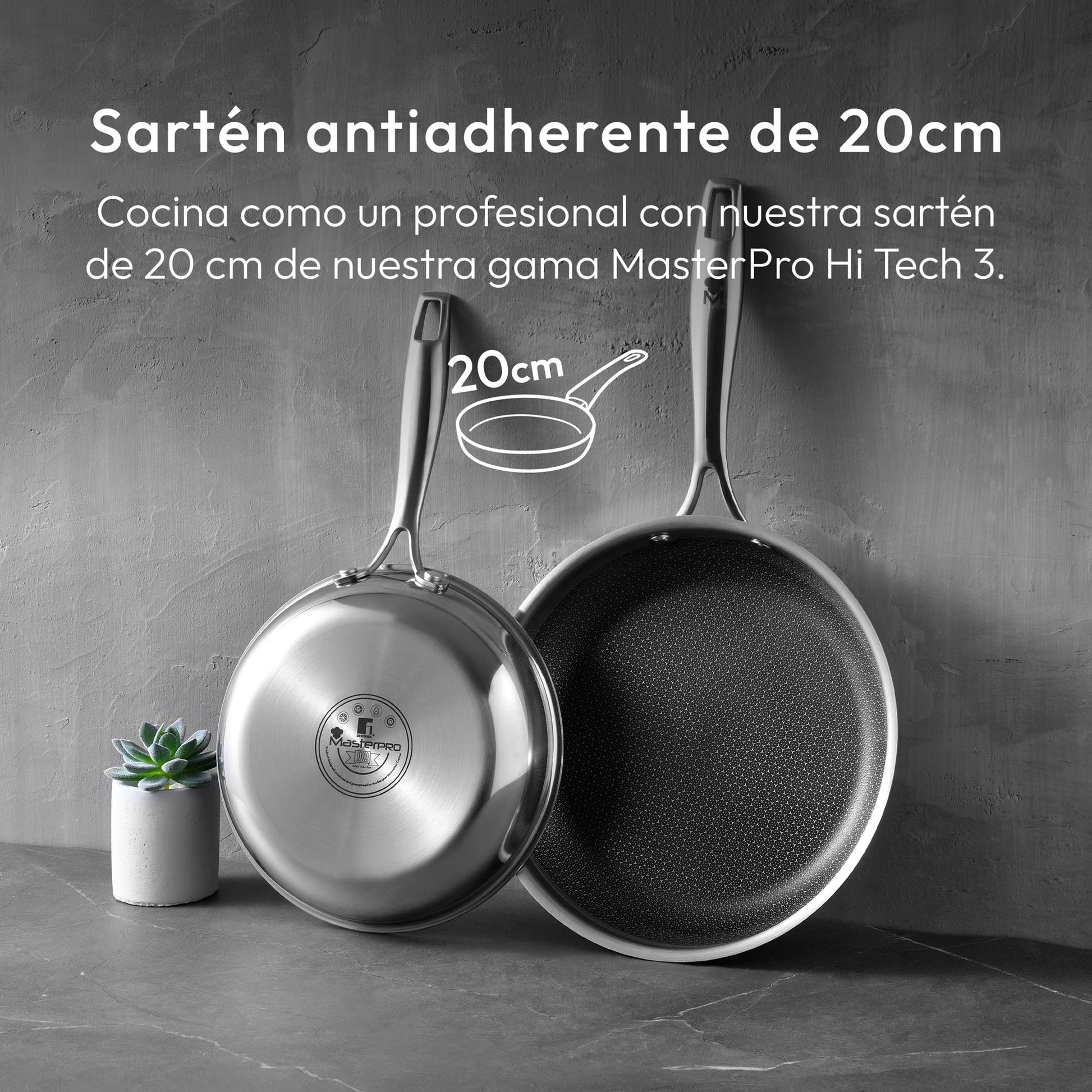 Juego De Sartén Ø24x4,7cm + Wok Ø28x8cm En Acero Inoxidable Masterpro_1