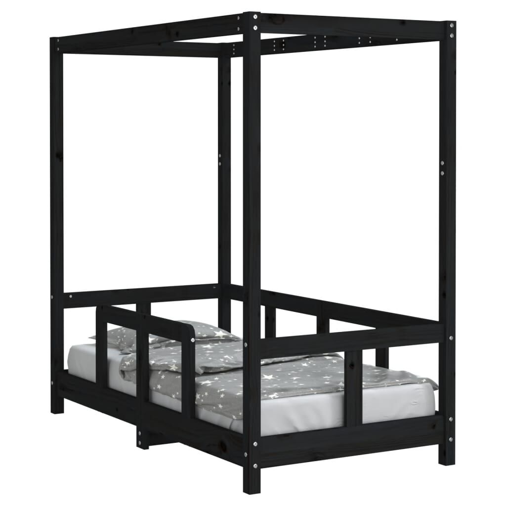 Vidaxl Estructura De Cama Para Niños Madera De Pino Negro 70x140 Cm_0
