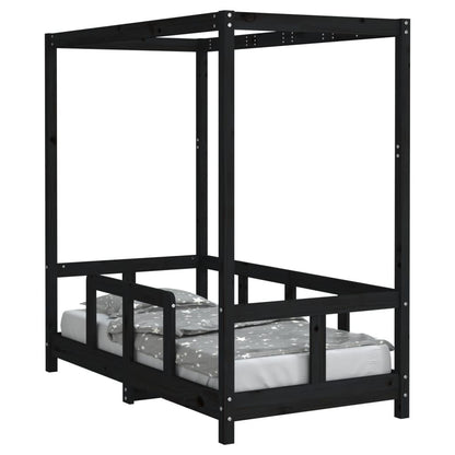 Vidaxl Estructura De Cama Para Niños Madera De Pino Negro 70x140 Cm_0