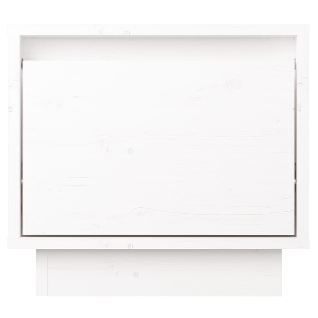Mesita De Noche Madera Maciza De Pino Blanco 35x34x32 Cm_2