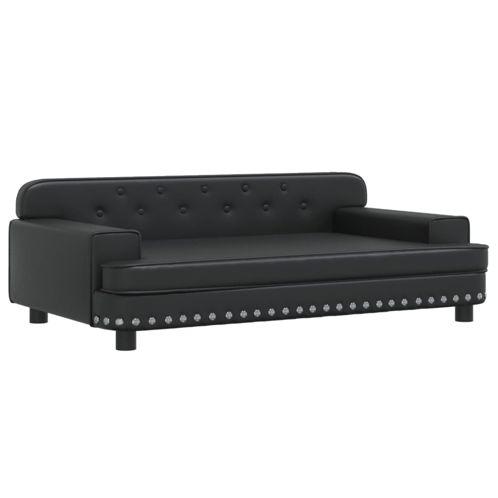 Cama Para Perros De Cuero Sintético Negra 90x53x30 Cm / Vetonek_1