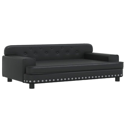 Cama Para Perros De Cuero Sintético Negra 90x53x30 Cm / Vetonek_1